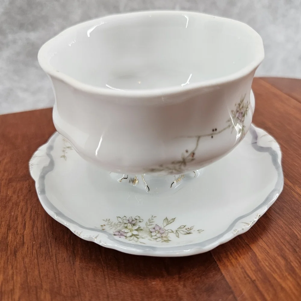 Versailles Made In Germany Elegant White Small Floral Bowl‎ with Attached Plate